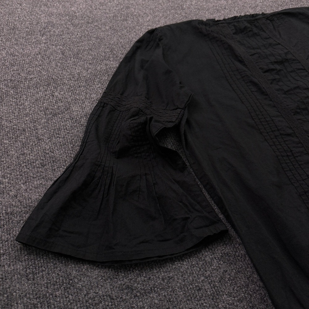ViX Paula Hermanny Peasant Cover Up Sz M Black Lace Pintuck Bell Sleeve Tunic - Picture 10 of 16